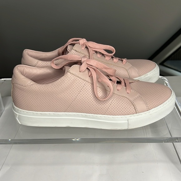 Greats Brooklyn Powder Pink Perforated Leather US 8.5 Sneakers Made In Italy - Picture 5 of 12